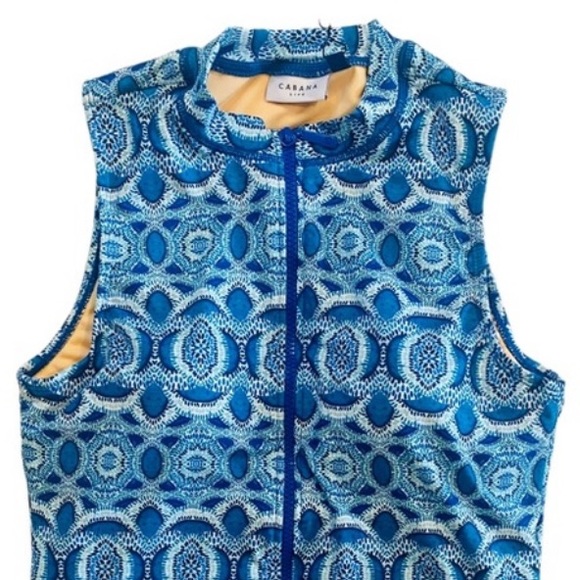 Cabana Life Blue Road Map Sleeves Front Zip one piece Unisuit Swimwear Suit - Picture 9 of 16